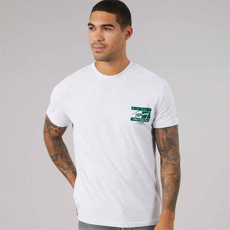 Mens Sign Flag T-Shirt Ice Grey Heather - Image 2