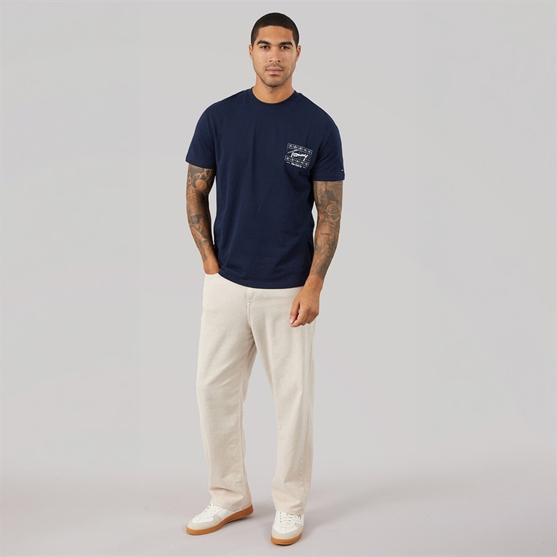 Mens Sign Flag T-Shirt Dark Night Navy - Image 3