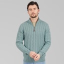 Mens Sumava Cable 1/4 Zip Jumper Dark Mint