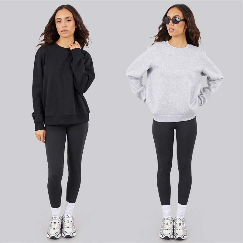 Womens Two Pack Viola Sweatshirts Black/Grey Marl - Image 3