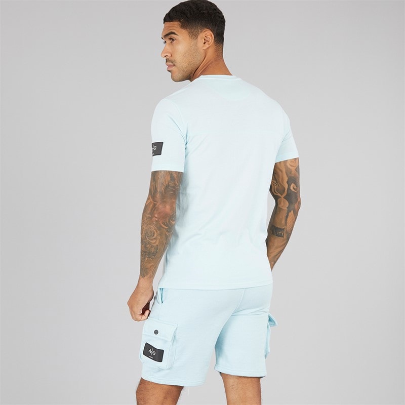 Mens Elation T-Shirt And Shorts Set Sky Blue - Image 2