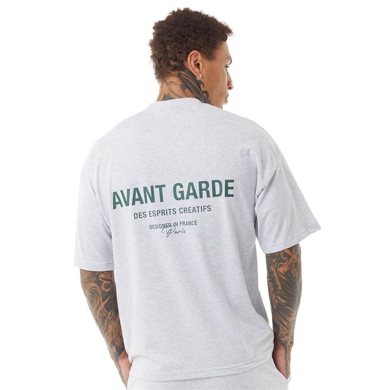 Mens Creatives T-Shirt Light Grey Marl - Image 2