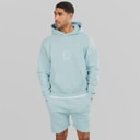 Mens Fausser Hoodie And Shorts Set Skyblue