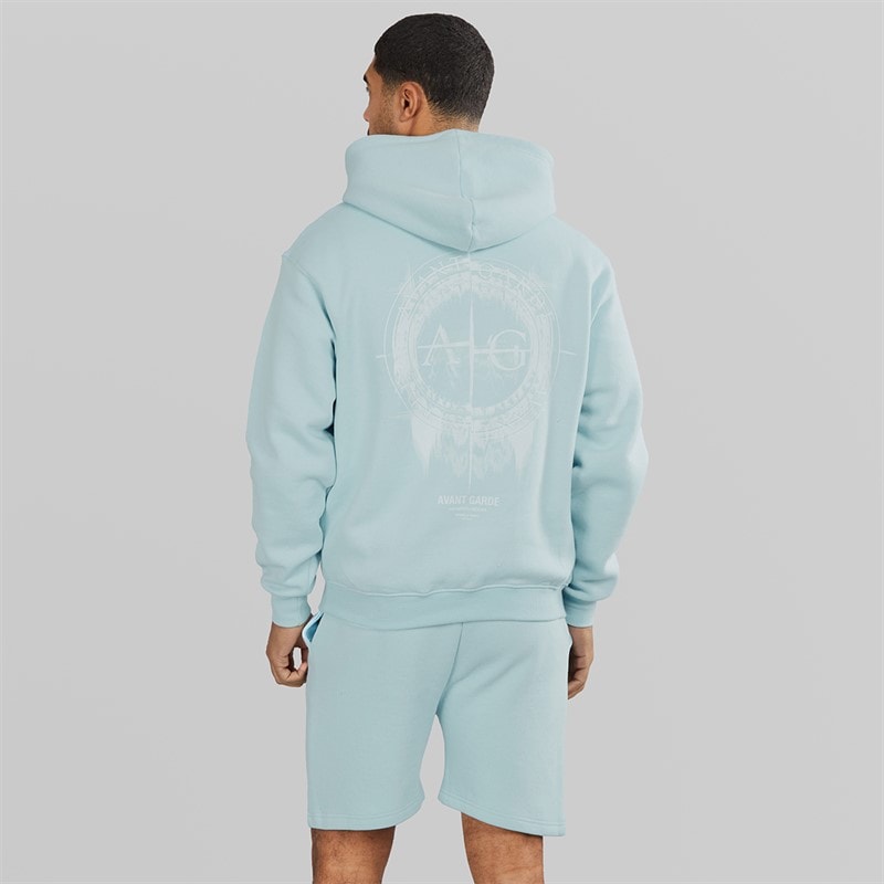 Mens Fausser Hoodie And Shorts Set Skyblue - Image 2
