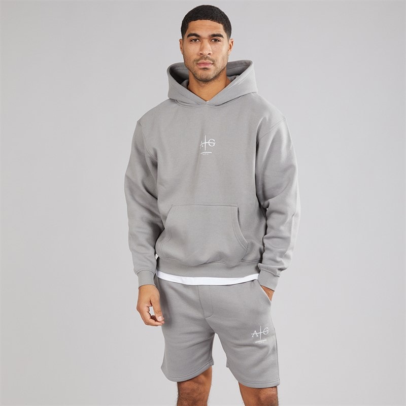 Avant Garde Mens Microscopique Hoodie And Shorts Set Steel