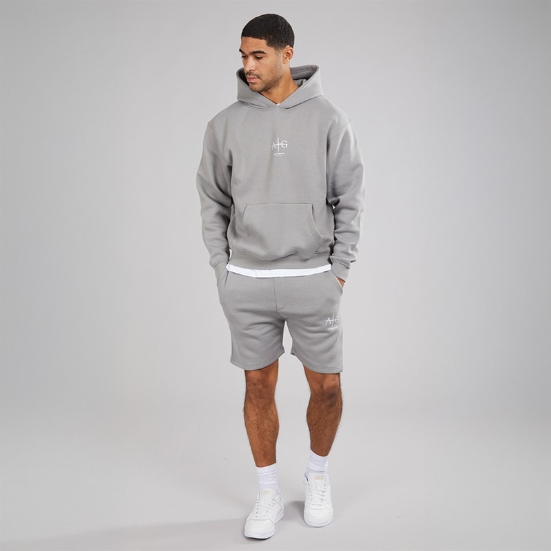 Mens Microscopique Hoodie And Shorts Set Steel - Image 3