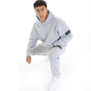 Mens Badge Tracksuit Light Grey Marl
