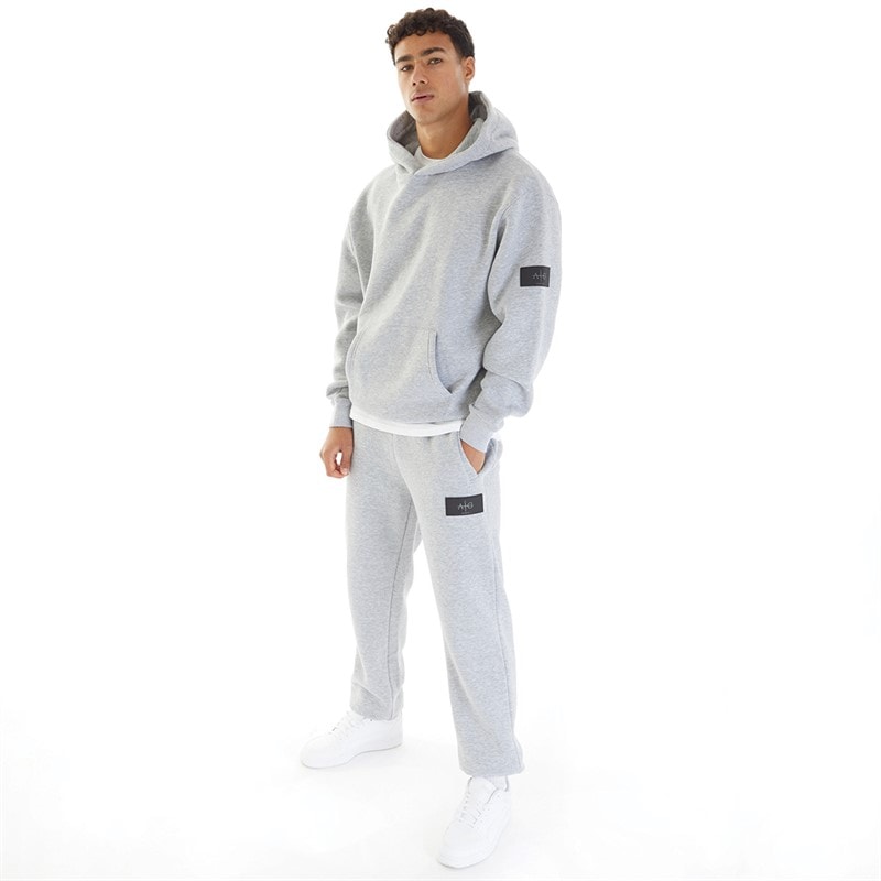 Mens Badge Tracksuit Light Grey Marl - Image 2