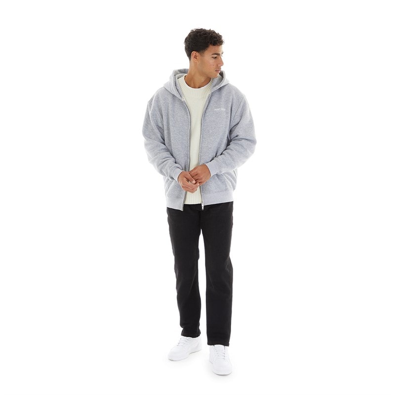 Mens Zip Hoodie Light Grey Marl - Image 4
