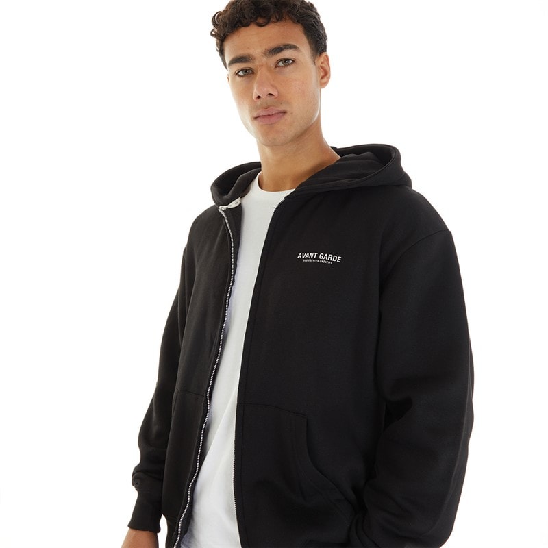 Mens Zip Hoodie Black - Image 2