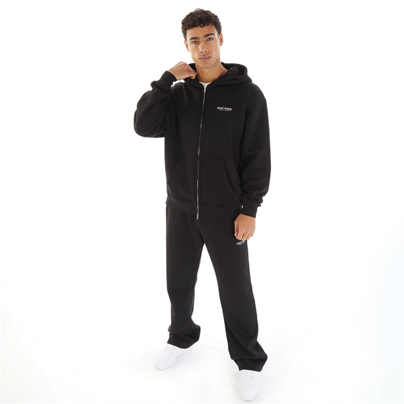 Mens Zip Hoodie Black - Image 4