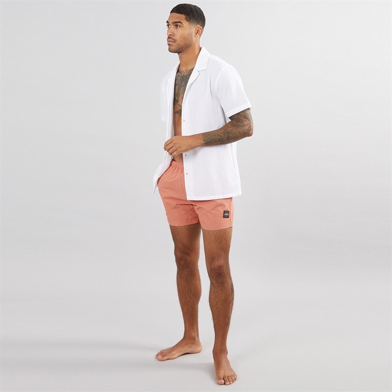 Mens Farris Crinkle Swim Shorts Burnt Orange - Image 4