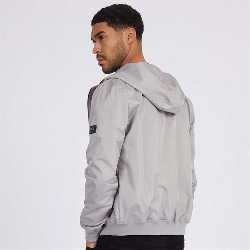 Mens Hooded Veste Bomber Jacket Light Grey - Image 2