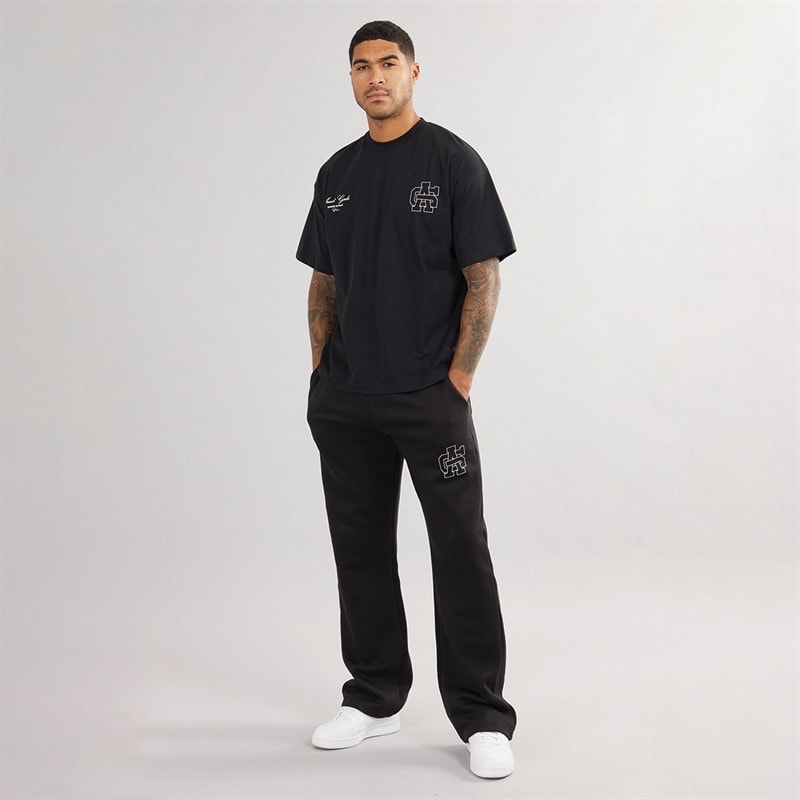 Mens Emblem Open Hem Joggers Black - Image 3