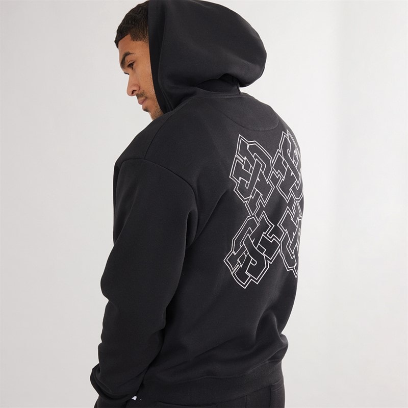 Mens Emblem Hoodie Black - Image 2