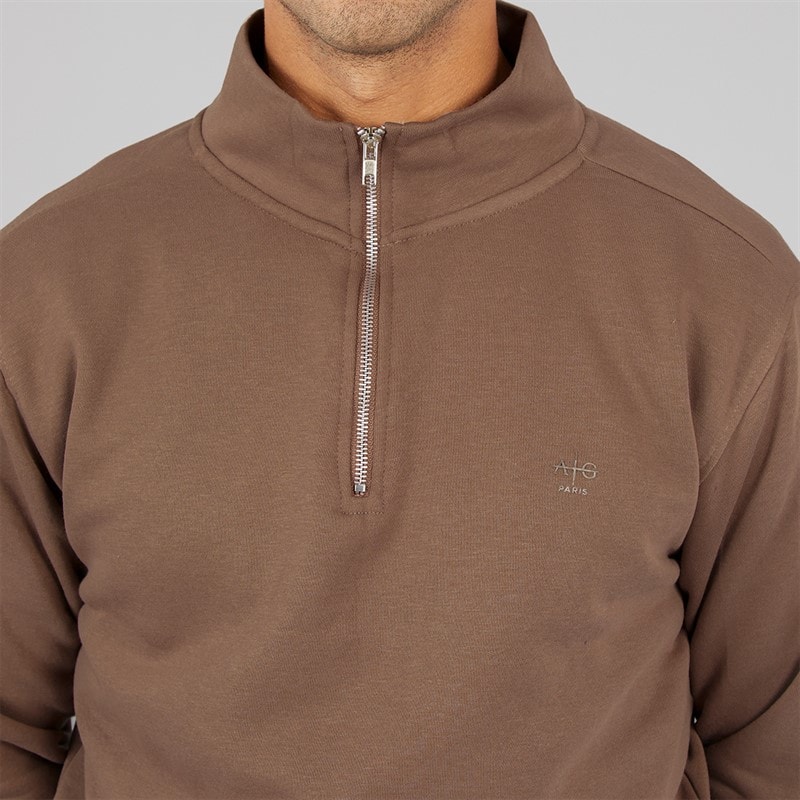 Mens Vespa 1/4 Zip Sweatshirt Mink - Image 3