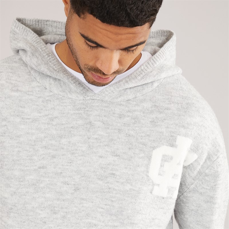 Mens AG Brushed Knit Hoodie Light Grey Marl - Image 3