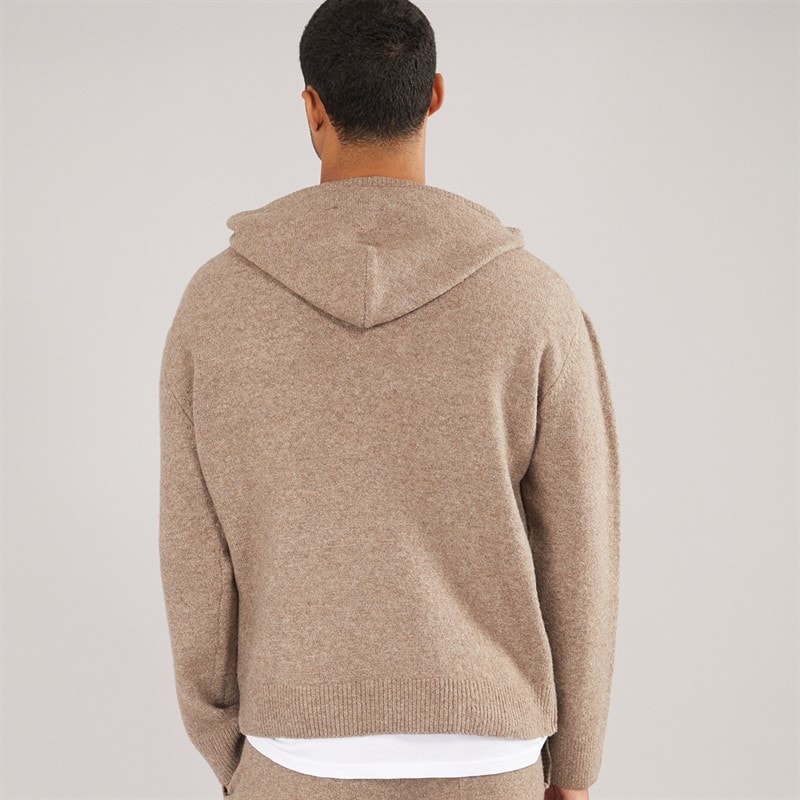 Mens AG Brushed Knit Hoodie Mink - Image 2