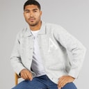 Mens Hearts Brushed Knit Shacket Light Grey Marl