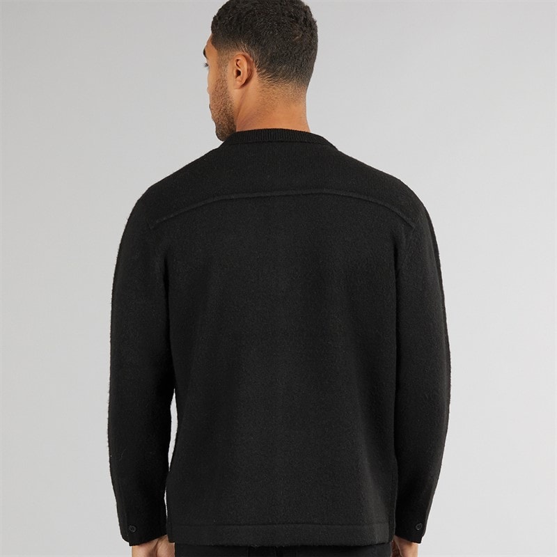 Mens Hearts Brushed Knit Shacket Black - Image 2