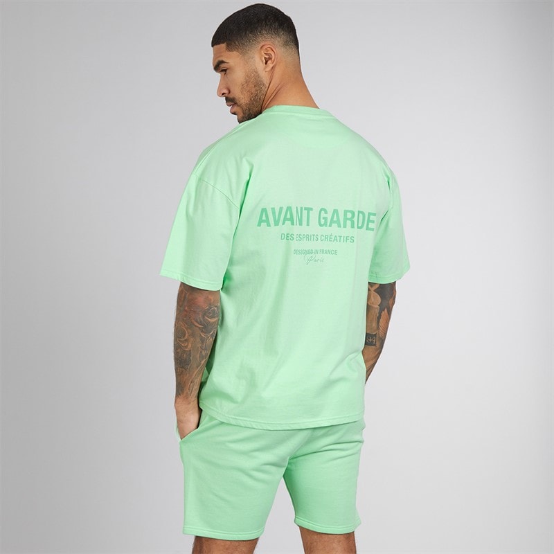 Mens Creatives T-Shirt And Shorts Set Spearmint - Image 2