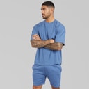 Mens Creatives T-Shirt And Shorts Set Indigo Blue