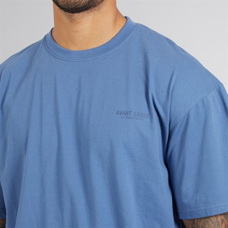 Mens Creatives T-Shirt And Shorts Set Indigo Blue - Image 3