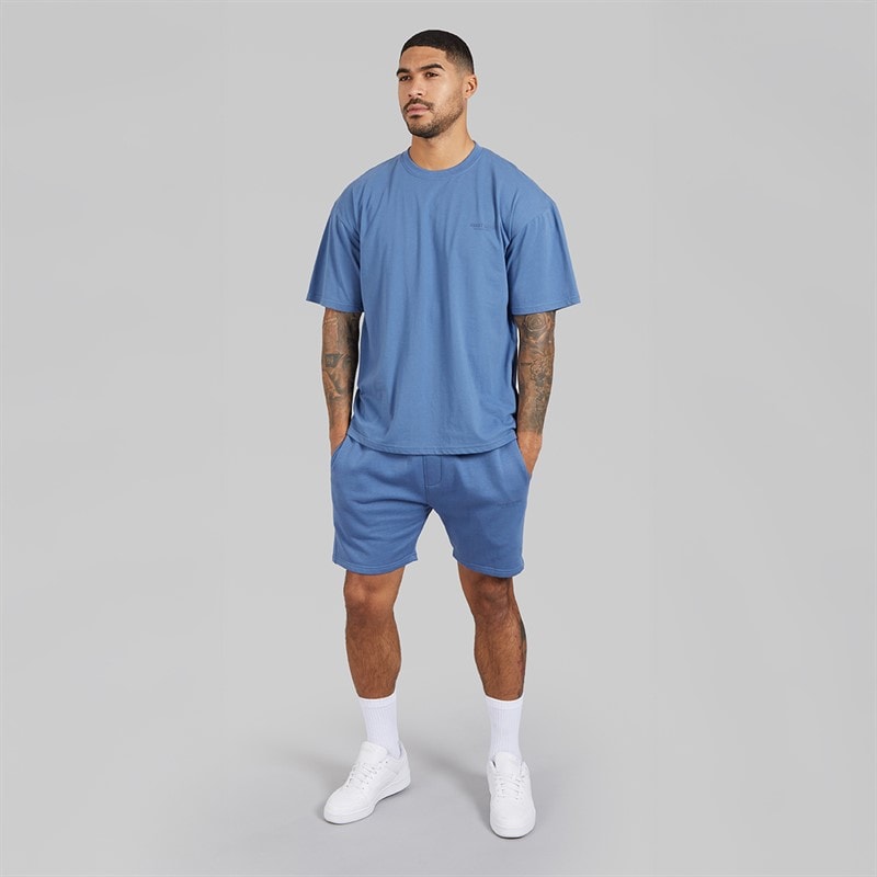 Mens Creatives T-Shirt And Shorts Set Indigo Blue - Image 4