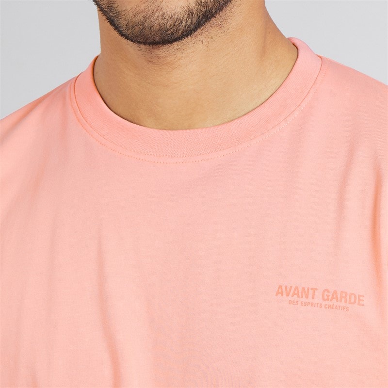 Mens Creatives T-Shirt And Shorts Set Coral - Image 3