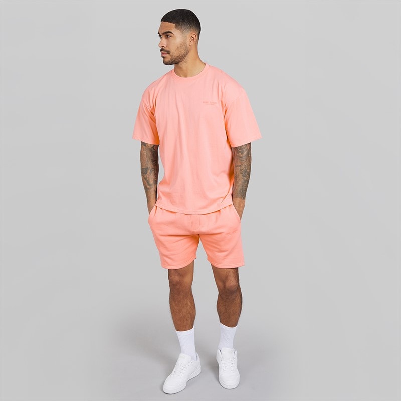 Mens Creatives T-Shirt And Shorts Set Coral - Image 4