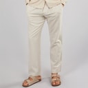 Mens Alberto Linen Trousers Ecru