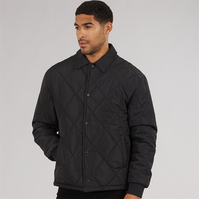 Mens Pedro Quilted Coat Black - Image 3