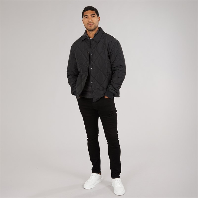 Mens Pedro Quilted Coat Black - Image 4