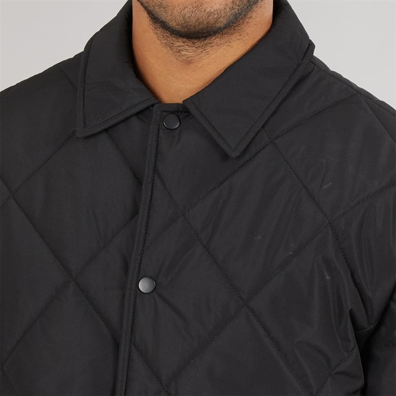 Mens Pedro Quilted Coat Black - Image 5