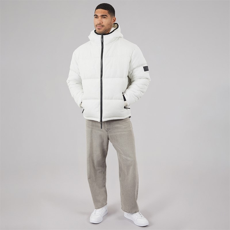 Mens Tempete Puffer Coat Off White - Image 4