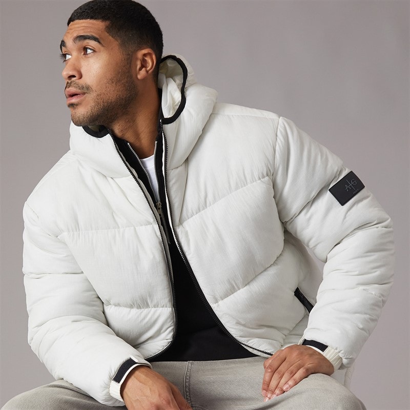 Mens Tempete Puffer Coat Off White - Image 5