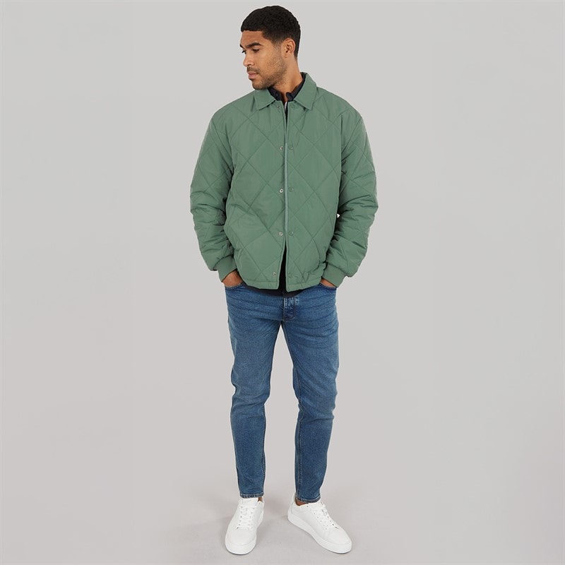 Mens Pedro Quilted Coat Green - Image 4