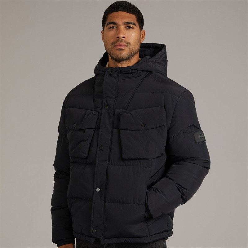 Mens Atlantic Puffer Coat Black - Image 3