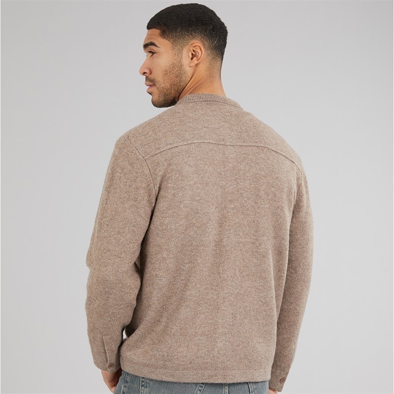 Mens Hearts Brushed Knit Shacket Mink - Image 2