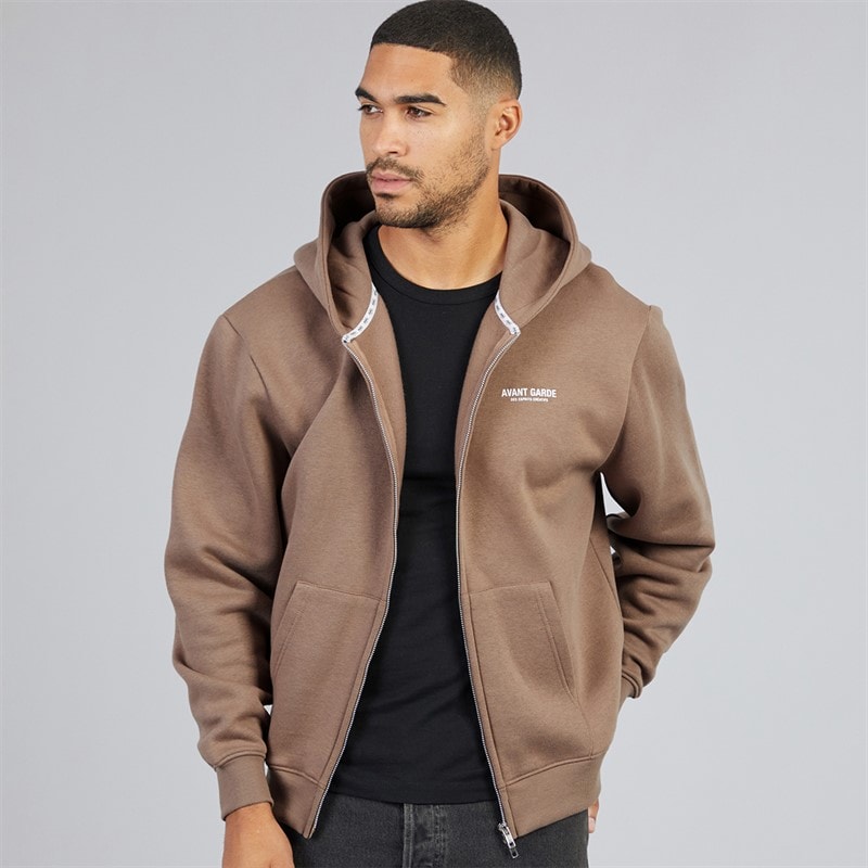 Mens Zip Hoodie Mink - Image 2