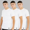Mens Comfort Flex Cotton Three Pack Crew Neck T-Shirts White
