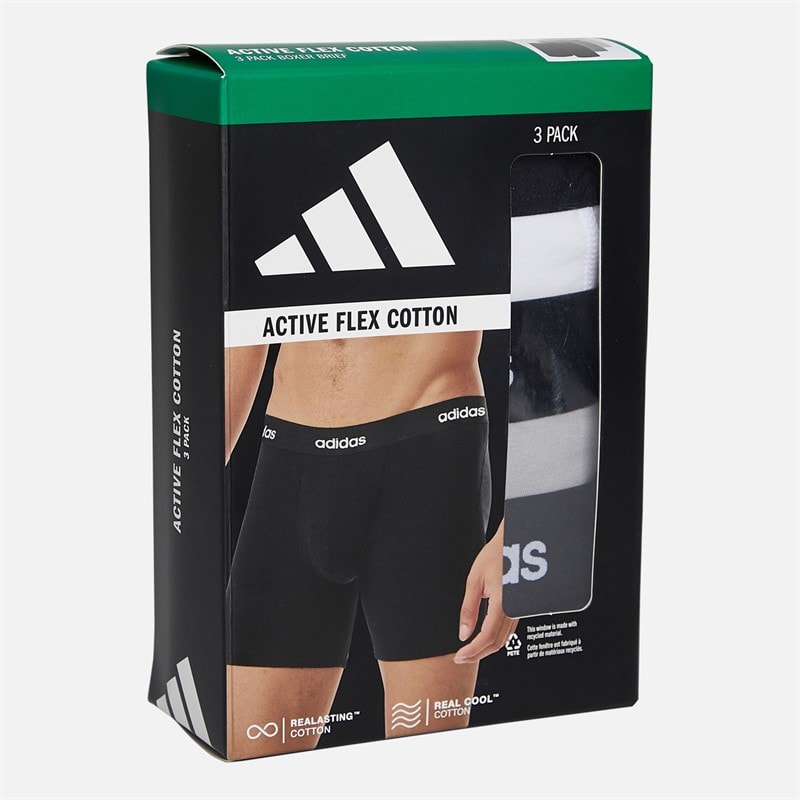 Mens Cotton Stretch Three Pack Boxer Briefs Black/White/Grey - Image 2