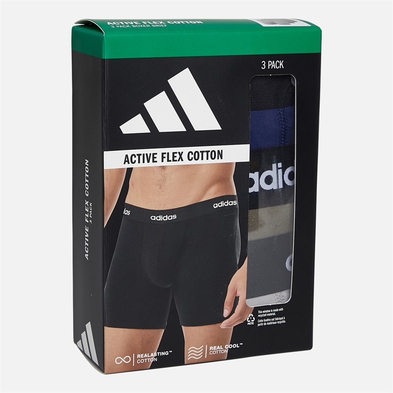 Mens Cotton Stretch Three Pack Boxer Briefs Navy/Grey/Olive - Image 2