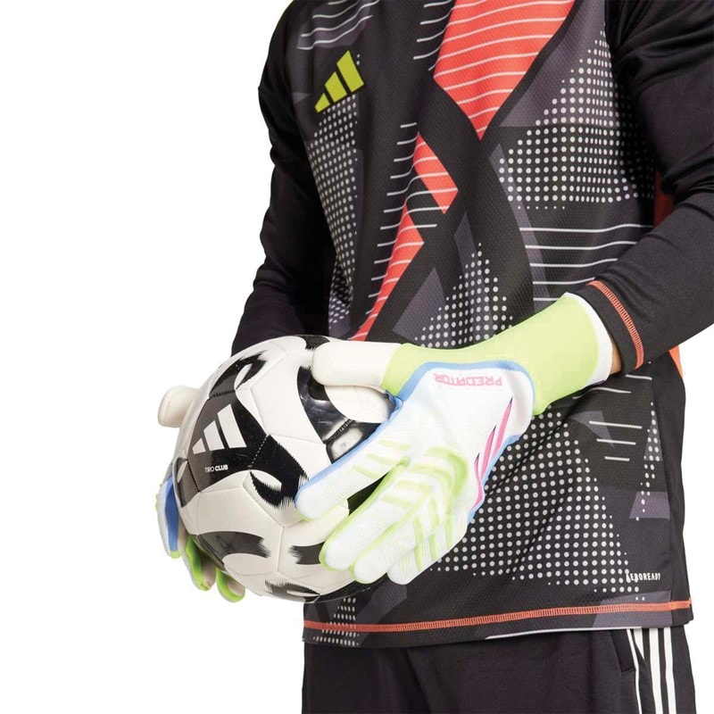 Mens Predator Pro Goalkeeper Gloves White/Lucid Lemon/Lucid Pink - Image 4