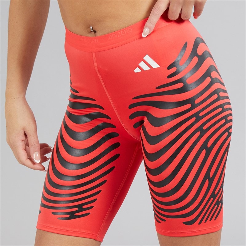 Womens Adizero Responsive Control Running Tight Short Leggings Semi Lucid Red/Black - Image 5