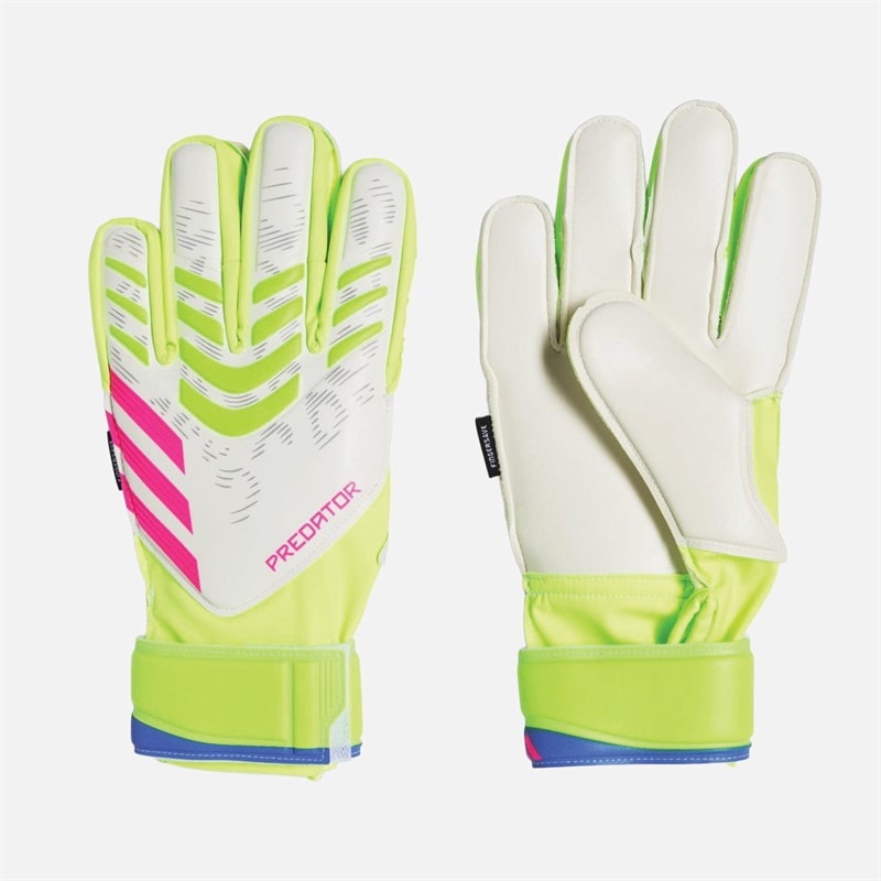 Junior Predator Match Finger Save Goalkeeper Gloves Lucid Lemon/White/Lucid Pink - Image 1