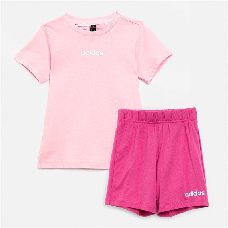 Infant Girls Essentials Linear Logo T-Shirt And Shorts Set Clear Pink/White - Image 1