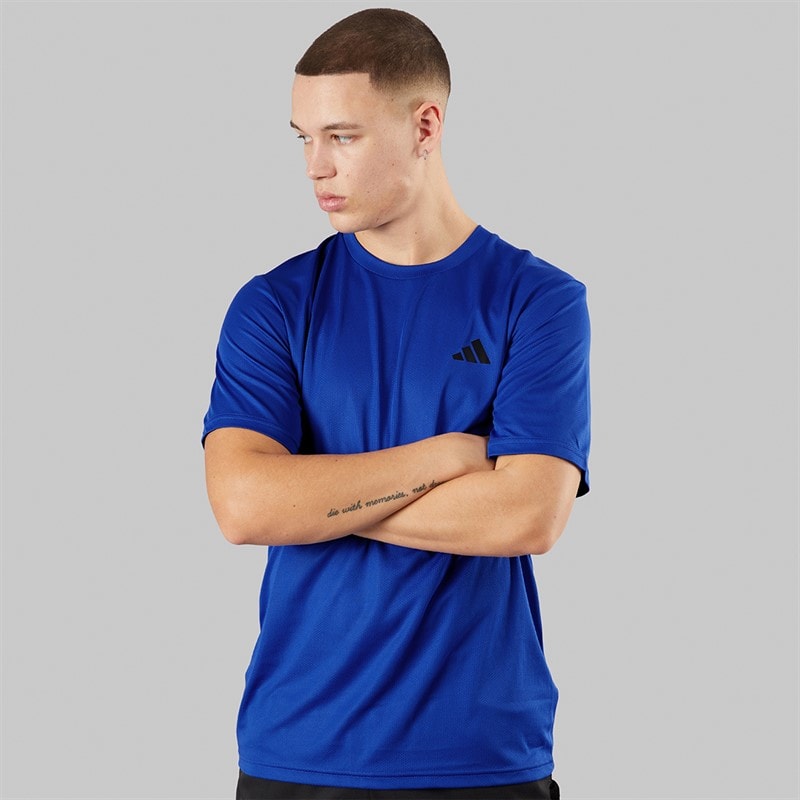 Mens Train Essentials Base T-Shirt Semi Lucid Blue/Black - Image 5