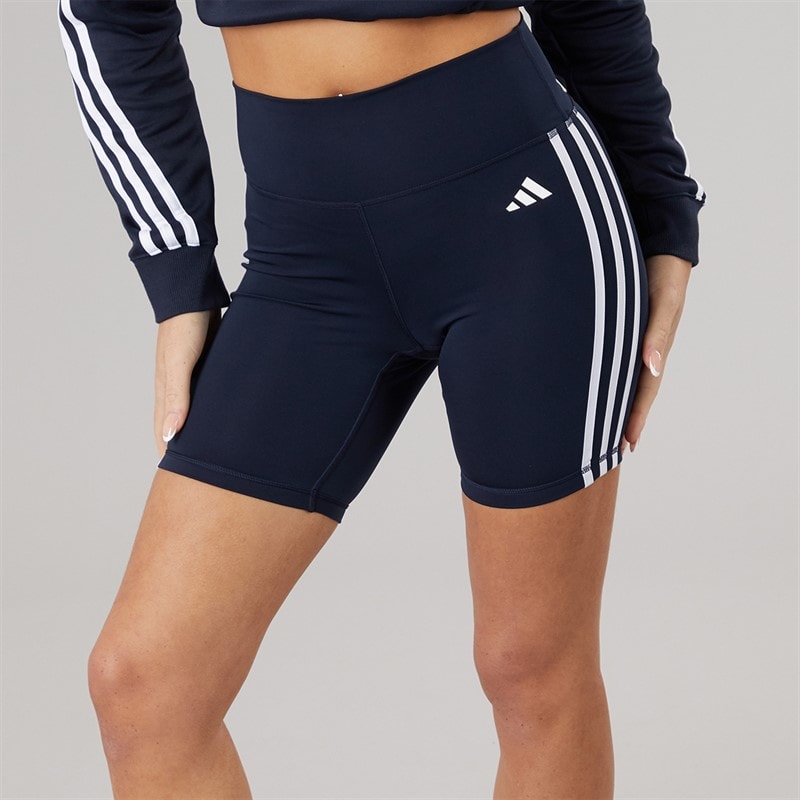 Womens Training Essentials 3-Stripes High Waist Shorts Legend Ink - Image 3
