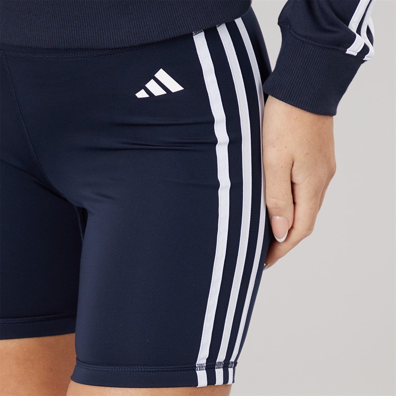 Womens Training Essentials 3-Stripes High Waist Shorts Legend Ink - Image 5